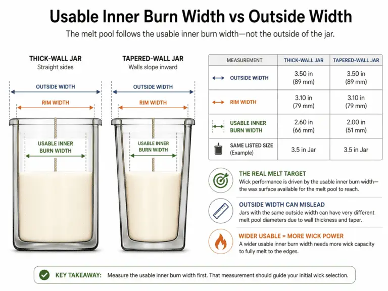 usable inner burn width and outer width comparison for candle jars