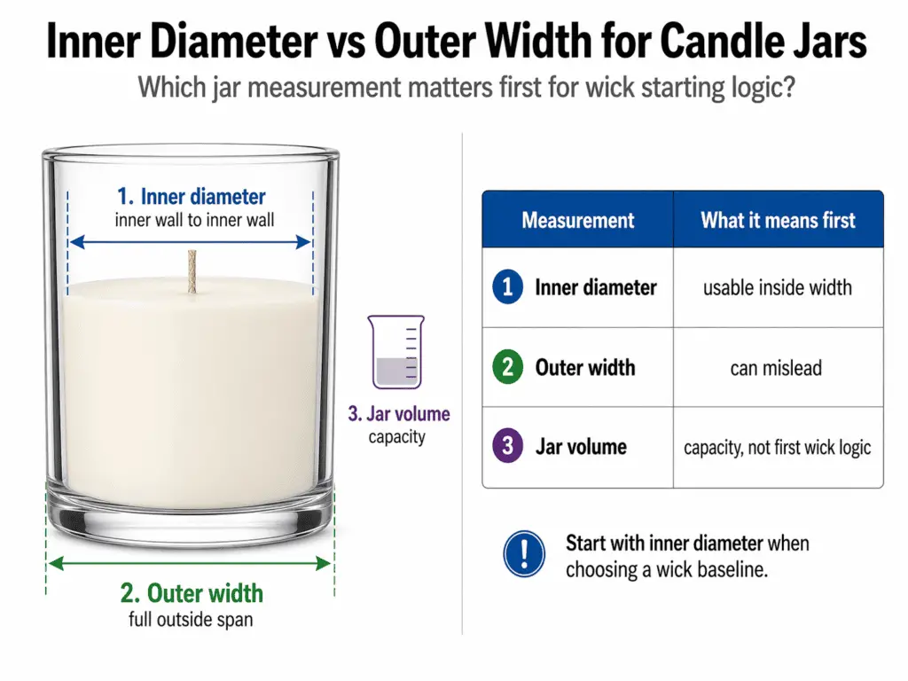 inner diameter and outer width and jar volume comparison for wick starting logic