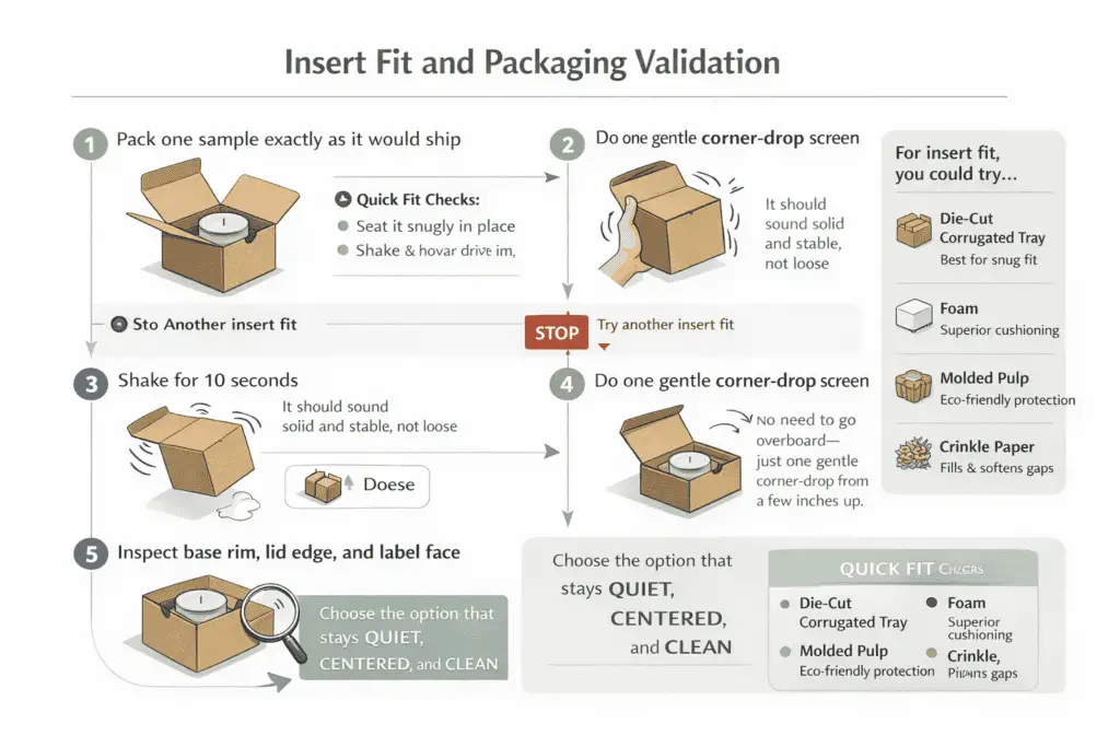 insert fit and shake test packaging screen