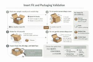 insert fit and shake test packaging screen