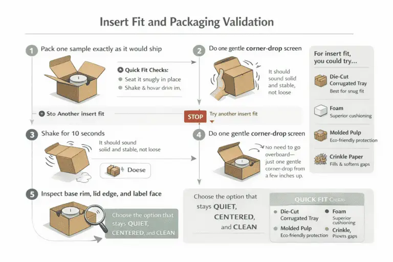 insert fit and shake test packaging screen