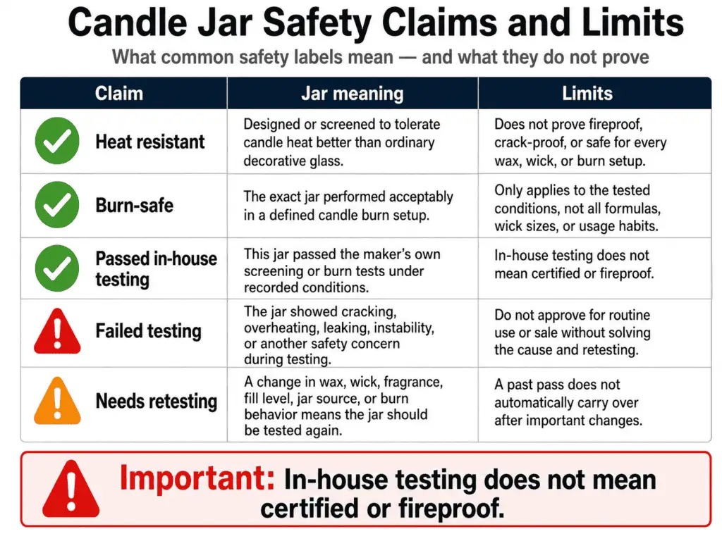 candle jar safety claims and limits