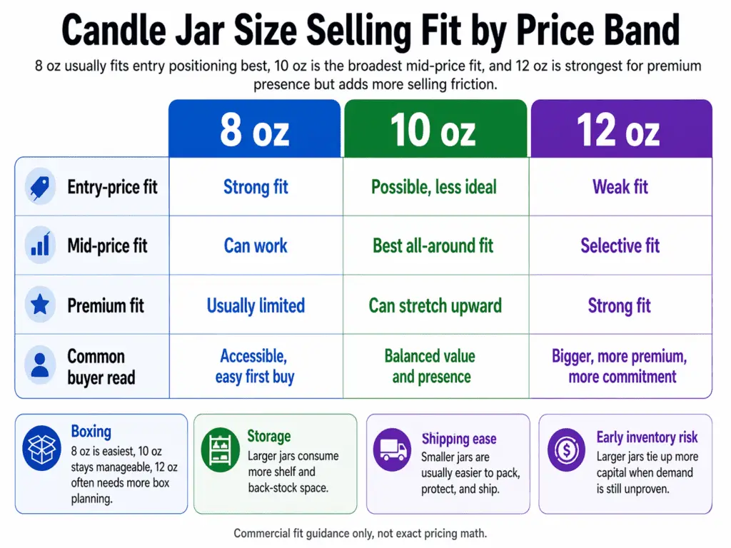 candle jar size pricing bands for 8 oz and 10 oz and 12 oz with buyer-read and selling fit