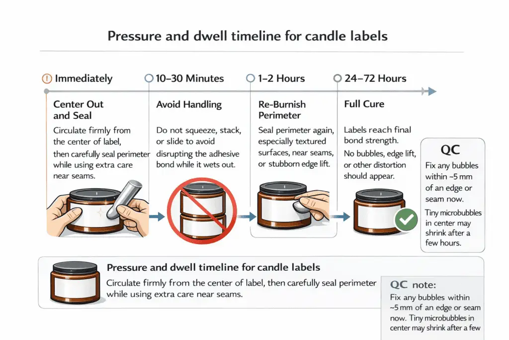 label pressure passes and adhesive dwell timeline