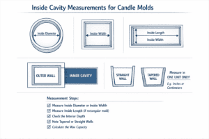 candle mold inside cavity and measurement points