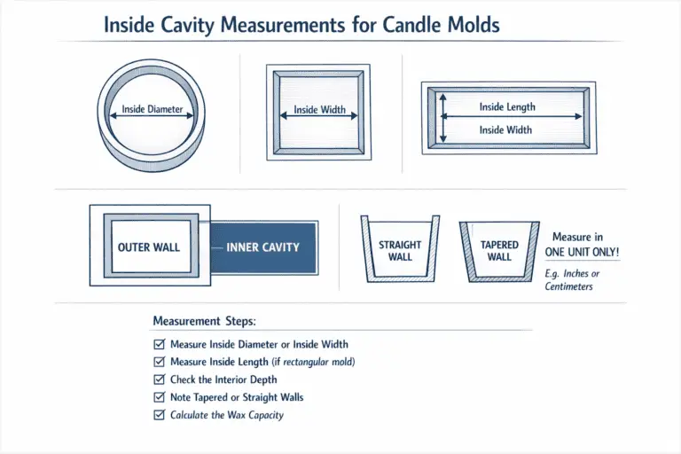 candle mold inside cavity and measurement points