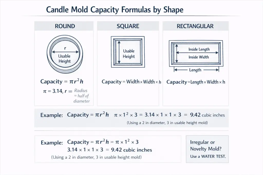 round square rectangular mold formulas and usable height