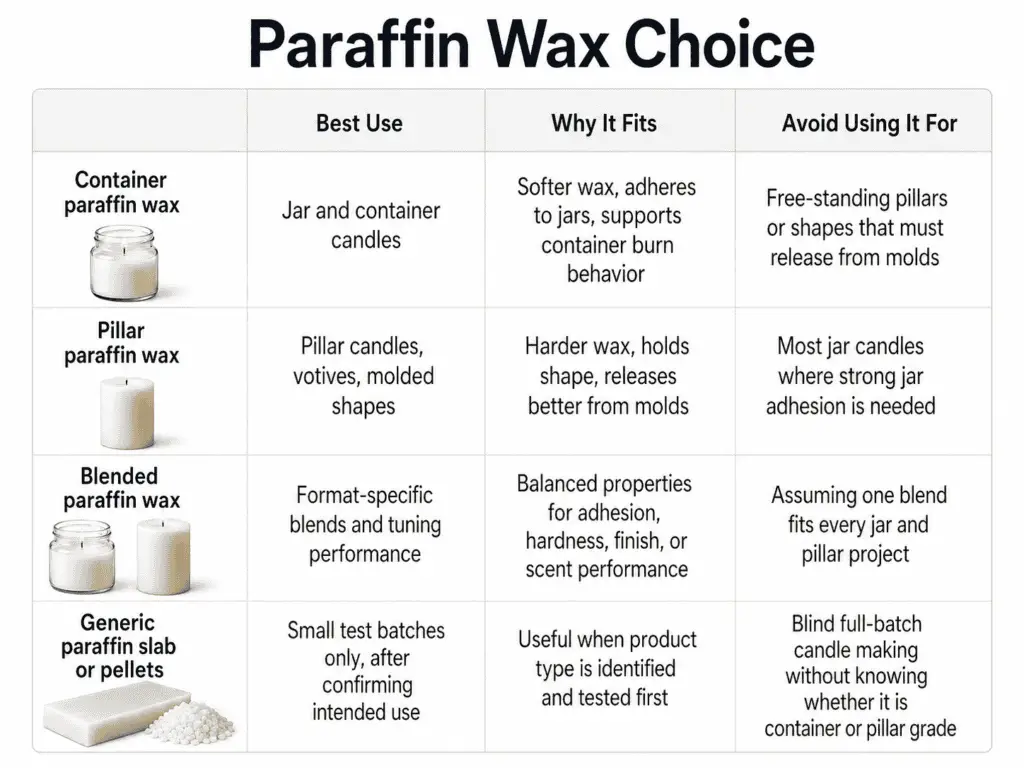 container and pillar paraffin wax choice