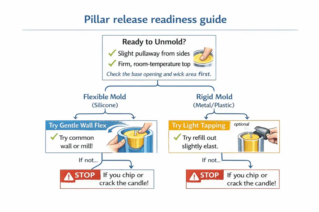 pillar release checks and unmolding steps