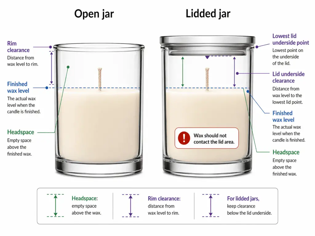 planned wax level and rim clearance and lid underside clearance