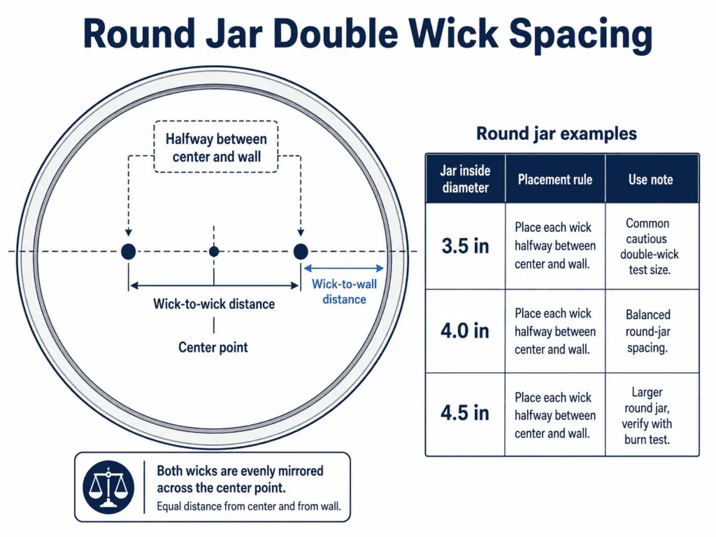 round jar spacing and wick placement