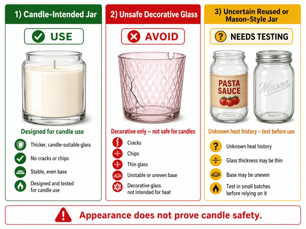 heat-safe candle jars and unsafe glass containers