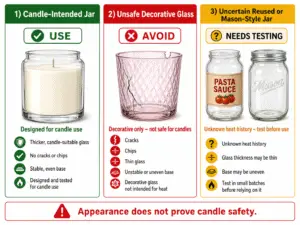 heat-safe candle jars and unsafe glass containers