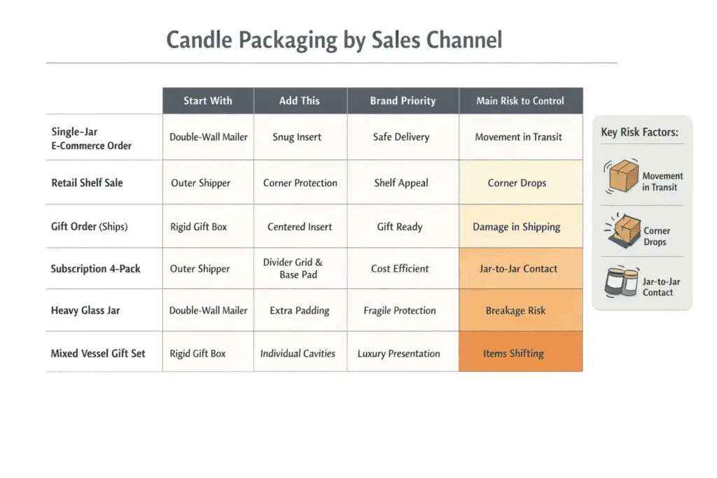 candle packaging and sales channel selection matrix