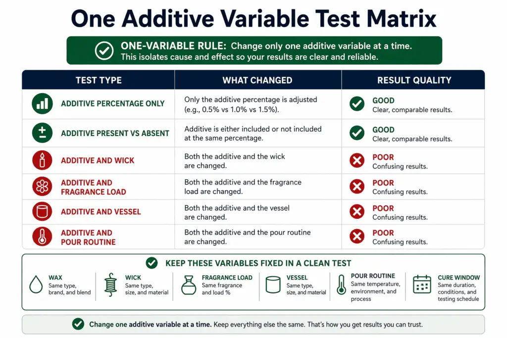 fixed variables and one additive change test matrix