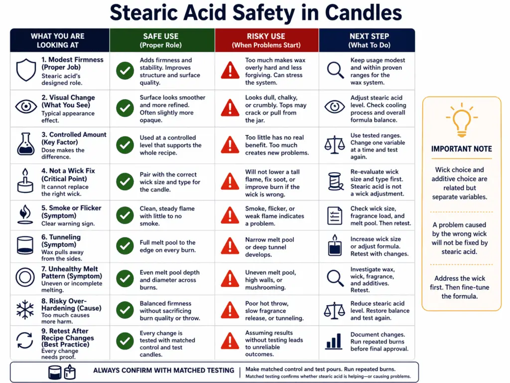 stearic acid role and wick-related warning signs