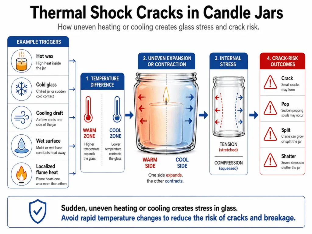 thermal shock cracks and glass stress