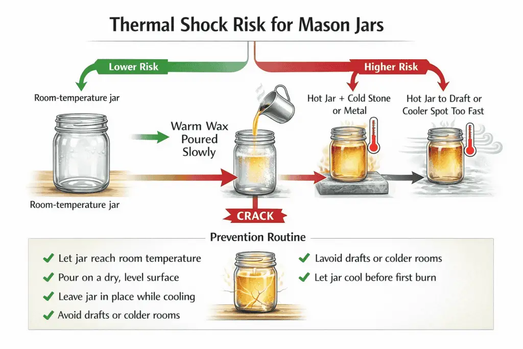 mason jar temperature shift and crack risk