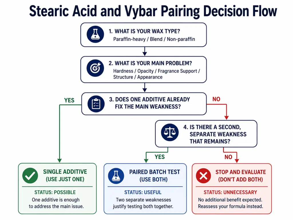 tearic acid and Vybar pairing decision flow