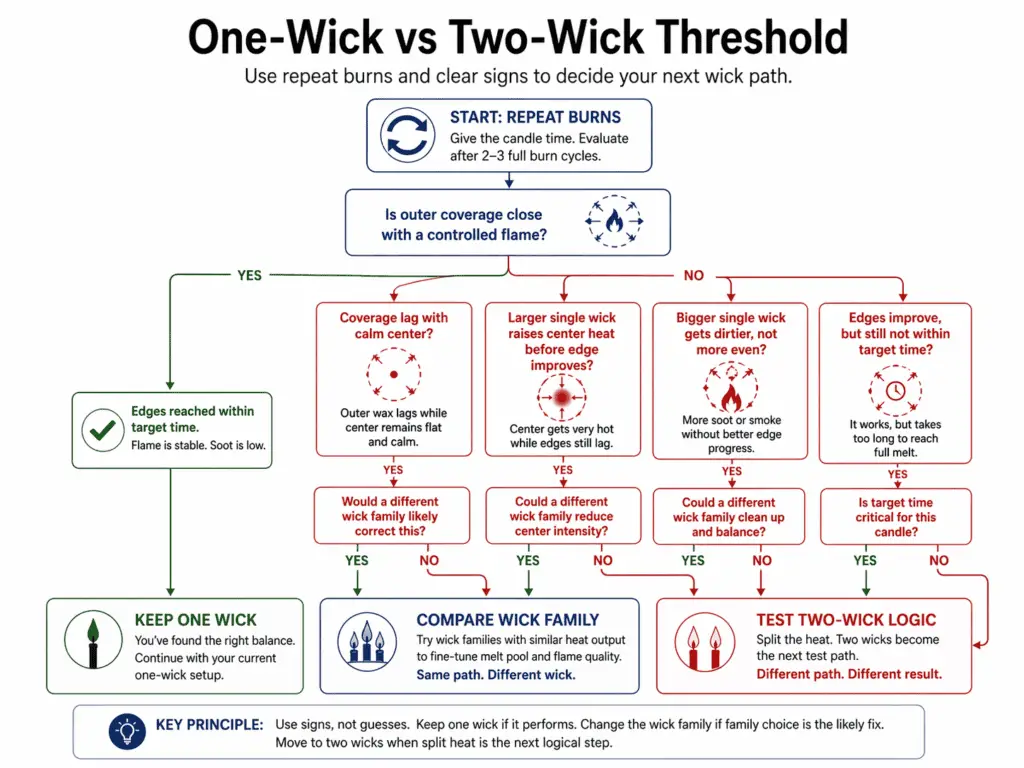 one wick and two wick threshold decision matrix for candle jars