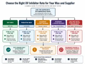 UV inhibitor rate and wax system guide
