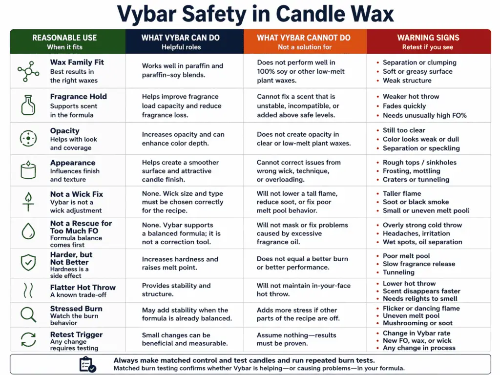 Vybar wax fit and warning signs