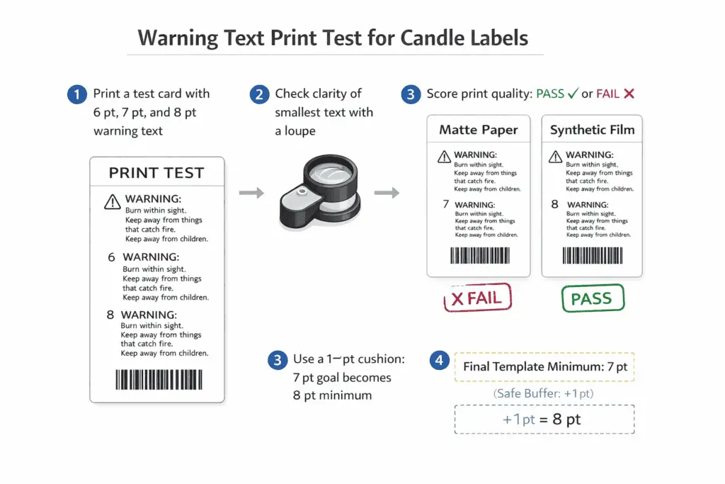 warning text print test and pass fail ladder