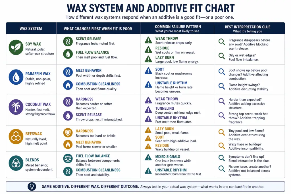 wax system fit and additive backfire patterns
