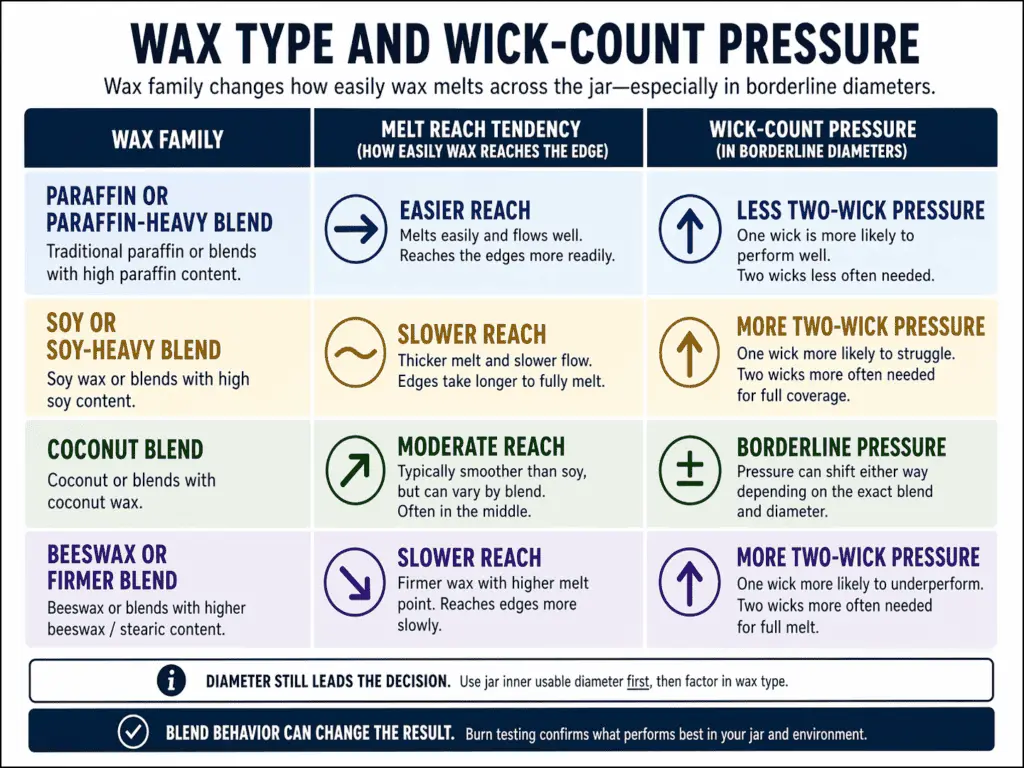 wax family melt reach and wick-count pressure in borderline jars