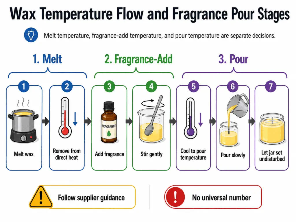 wax temperature flow and fragrance pour stages