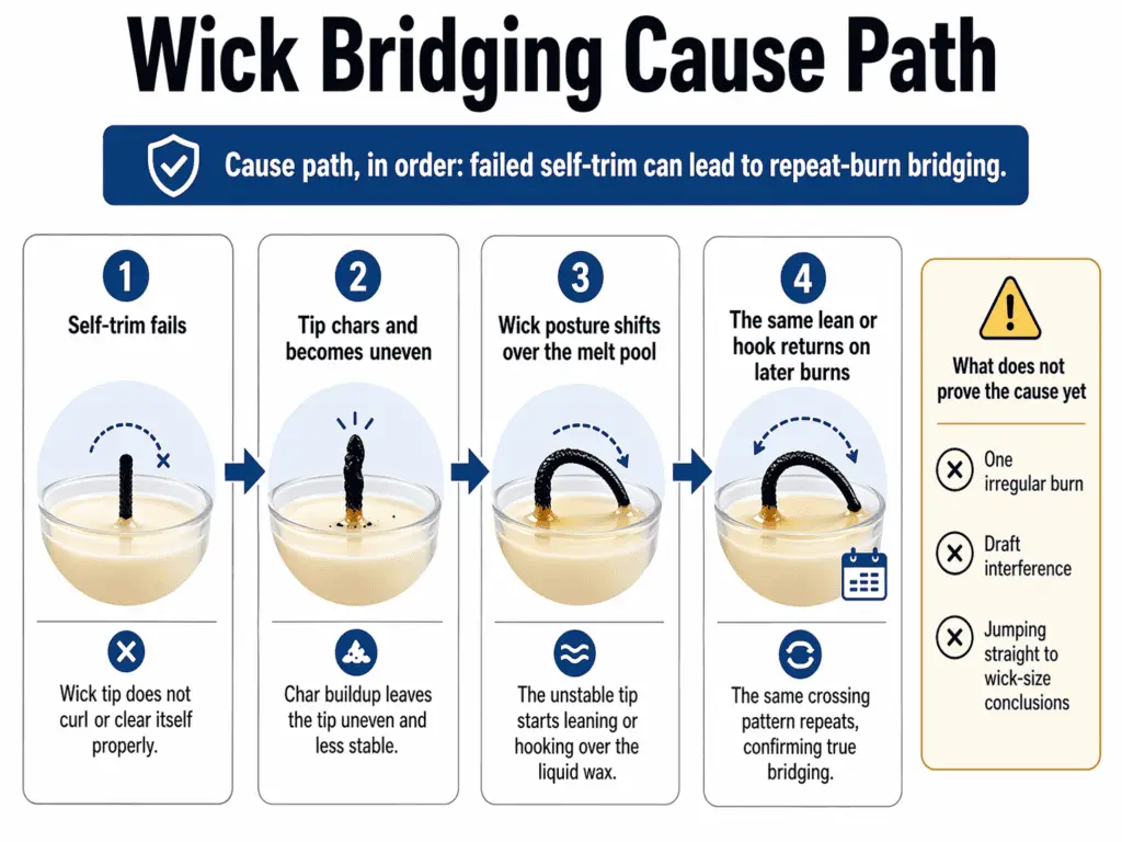 wick bridging cause path and self-trim failure sequence