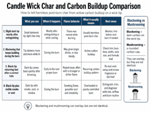 candle wick char and carbon buildup comparison