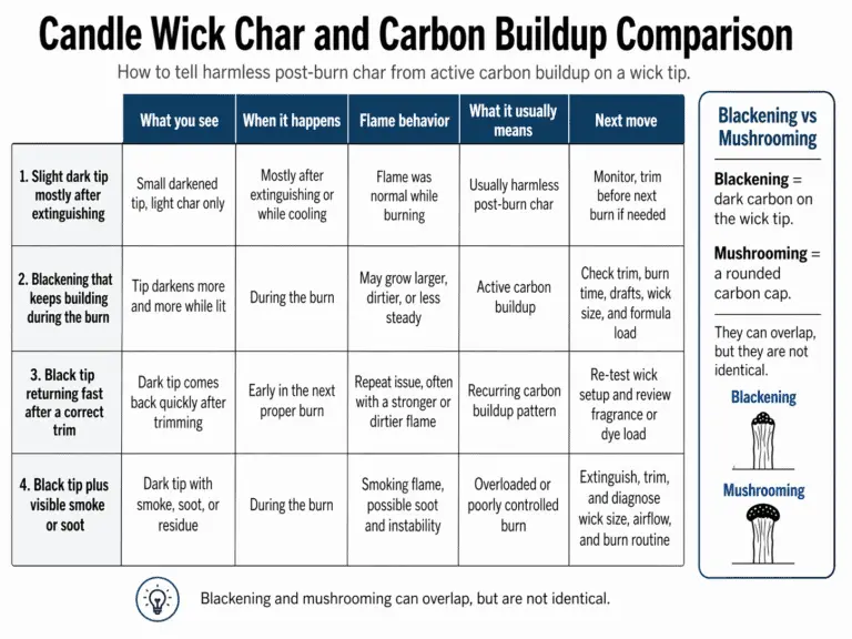 candle wick char and carbon buildup comparison