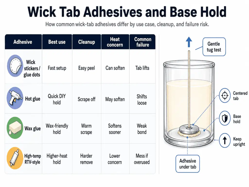 wick tab adhesives and base hold