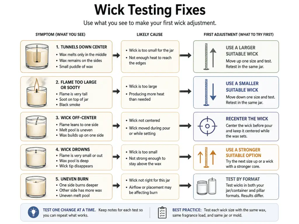 wick testing issues and first fixes