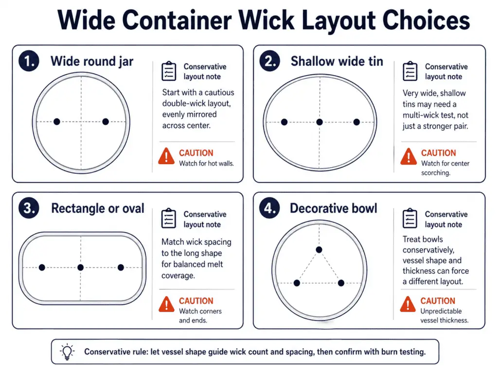 wide containers and wick layout choices
