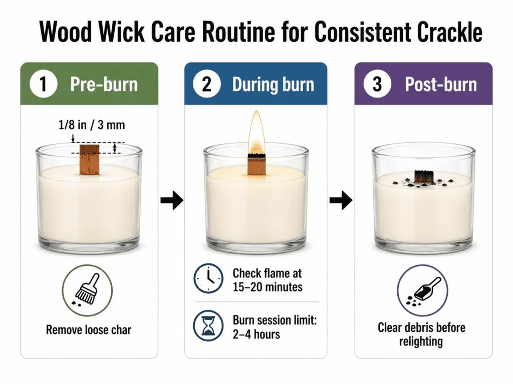 wood wick care and crackle routine