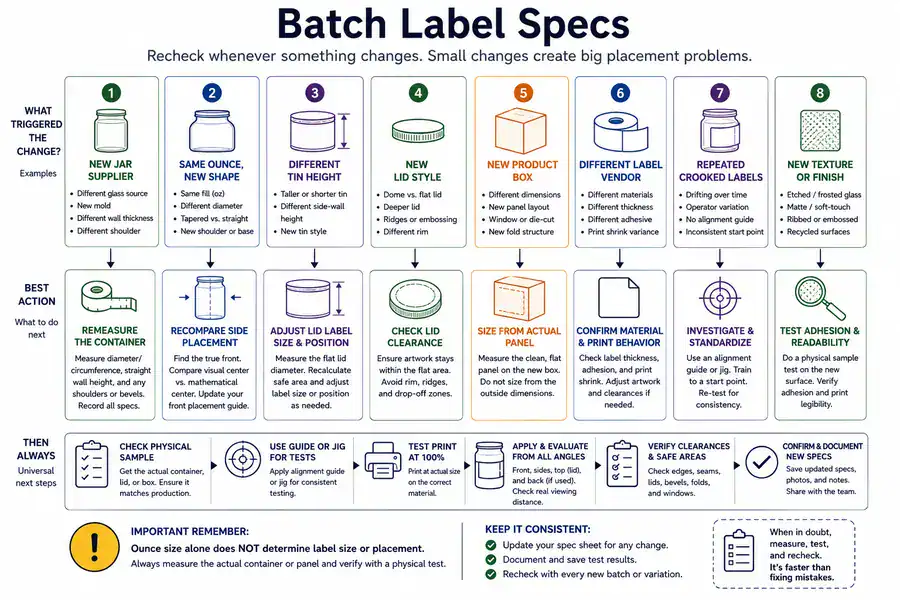 batch label specs and container changes