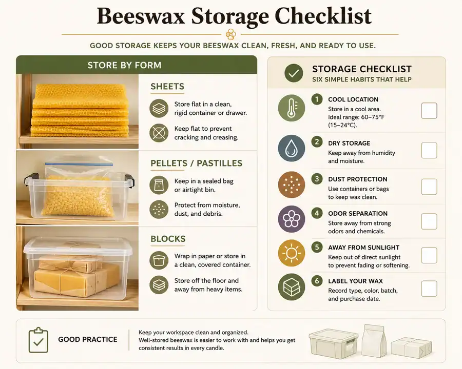 beeswax storage conditions and labels