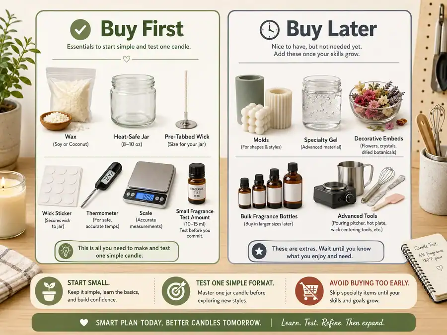 beginner candle supplies buy first and later