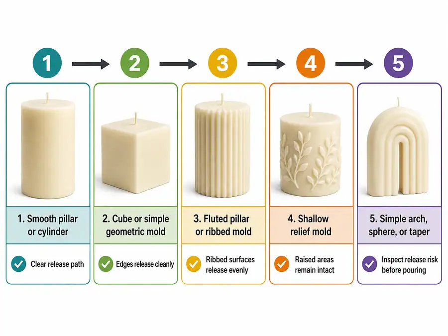 beginner candle mold shapes and progression ladder