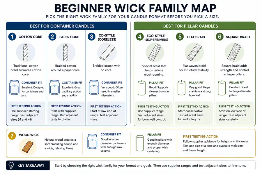wick families and candle formats