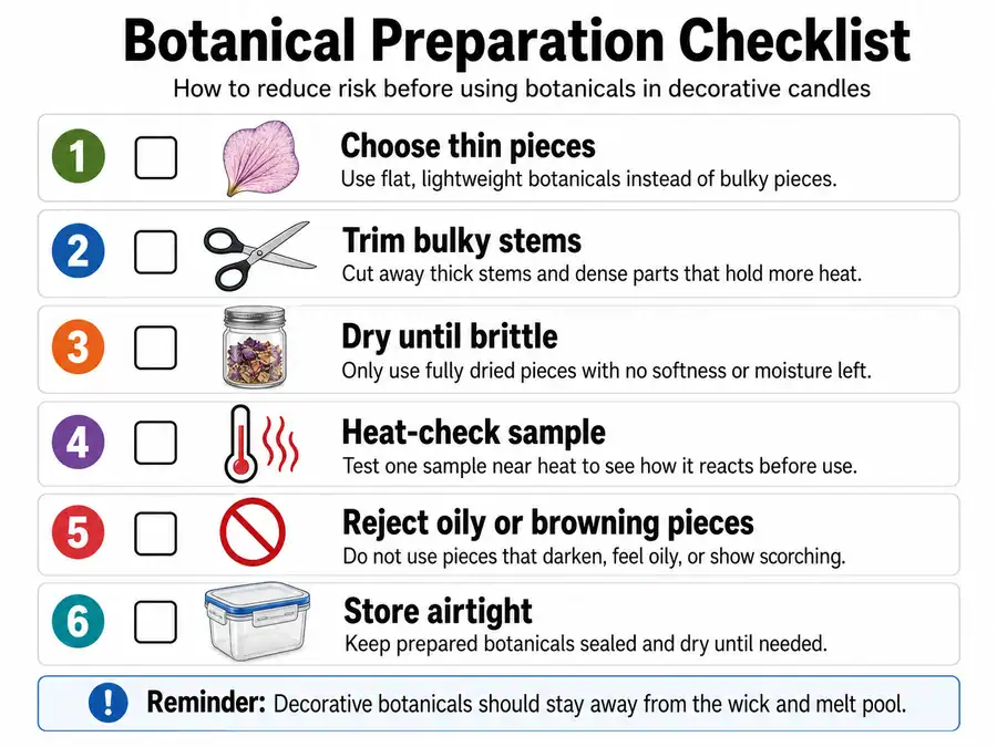 botanical prep checklist and heat check steps