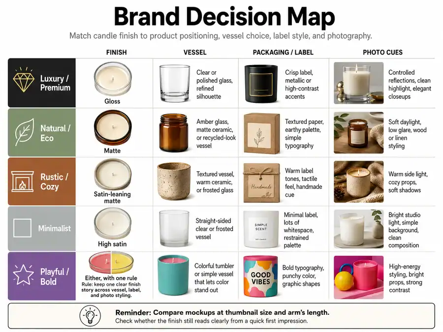 candle brand style and finish selection
