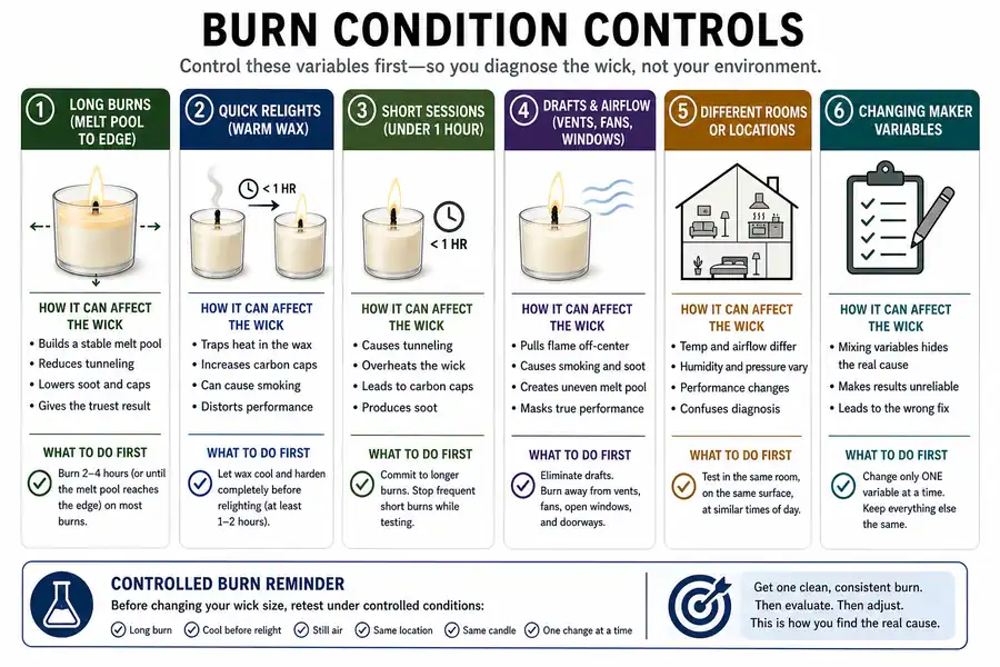 burn duration and room conditions