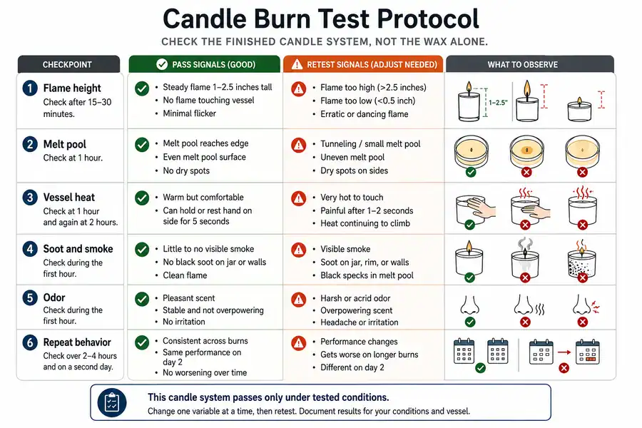 Candle burn test items and retest signals