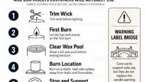 candle care steps and warning label bridge