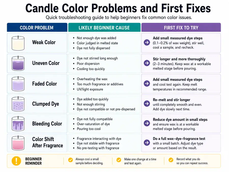candle wax color problems and first fixes