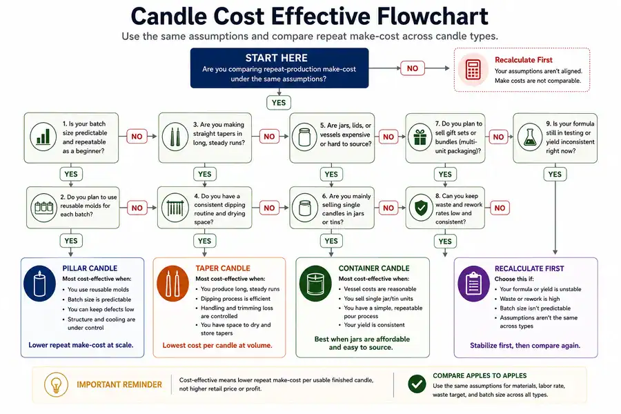 candle type decision flow and cost thresholds