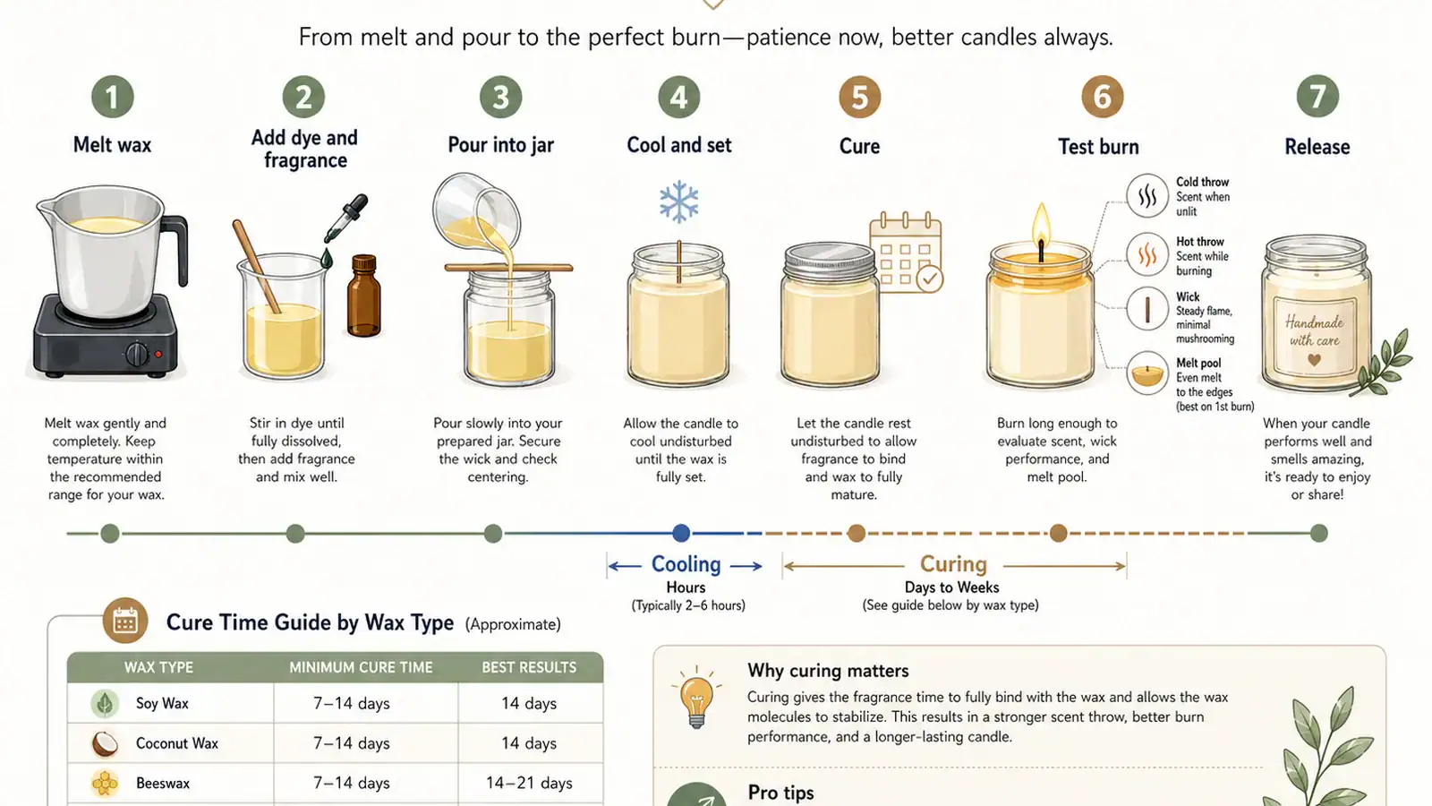 Curing Candles Cure Time by Wax Type (Chart) - DIY Products 101